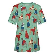 Load image into Gallery viewer, Greyhounds in Festive Winter Wear Women&#39;s Cotton T-Shirt-Apparel--30