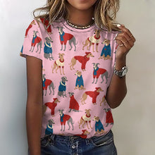 Load image into Gallery viewer, Greyhounds in Festive Winter Wear Women&#39;s Cotton T-Shirt-Apparel--7