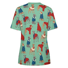 Load image into Gallery viewer, Greyhounds in Festive Winter Wear Women&#39;s Cotton T-Shirt-Apparel--27