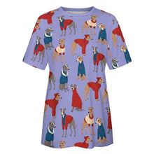 Load image into Gallery viewer, Greyhounds in Festive Winter Wear Women&#39;s Cotton T-Shirt-Apparel--35