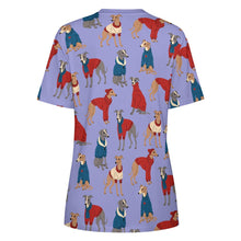 Load image into Gallery viewer, Greyhounds in Festive Winter Wear Women&#39;s Cotton T-Shirt-Apparel--34