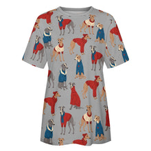 Load image into Gallery viewer, Greyhounds in Festive Winter Wear Women&#39;s Cotton T-Shirt-Apparel--36