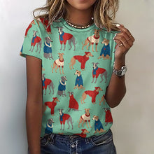 Load image into Gallery viewer, Greyhounds in Festive Winter Wear Women&#39;s Cotton T-Shirt-Apparel--29