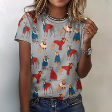 Load image into Gallery viewer, Greyhounds in Festive Winter Wear Women&#39;s Cotton T-Shirt-Apparel--42