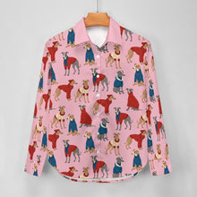 Load image into Gallery viewer, Greyhounds in Festive Winter Wear Women's Shirt-Apparel-Apparel,Dog Mom Gifts,Greyhound,Shirt-14