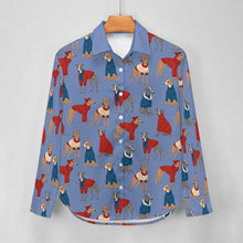 Load image into Gallery viewer, Greyhounds in Festive Winter Wear Women's Shirt-Apparel-Apparel,Dog Mom Gifts,Greyhound,Shirt-17