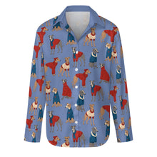Load image into Gallery viewer, Greyhounds in Festive Winter Wear Women's Shirt-Apparel-Apparel,Dog Mom Gifts,Greyhound,Shirt-18