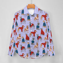 Load image into Gallery viewer, Greyhounds in Festive Winter Wear Women's Shirt-Apparel-Apparel,Dog Mom Gifts,Greyhound,Shirt-23