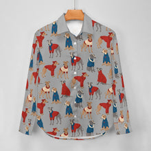 Load image into Gallery viewer, Greyhounds in Festive Winter Wear Women's Shirt-Apparel-Apparel,Dog Mom Gifts,Greyhound,Shirt-26