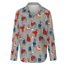 Load image into Gallery viewer, Greyhounds in Festive Winter Wear Women's Shirt-Apparel-Apparel,Dog Mom Gifts,Greyhound,Shirt-27