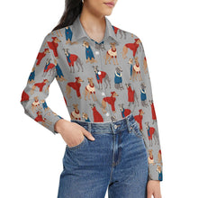 Load image into Gallery viewer, Greyhounds in Festive Winter Wear Women's Shirt-Apparel-Apparel,Dog Mom Gifts,Greyhound,Shirt-29