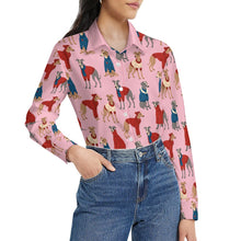 Load image into Gallery viewer, Greyhounds in Festive Winter Wear Women's Shirt-Apparel-Apparel,Dog Mom Gifts,Greyhound,Shirt-2