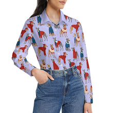 Load image into Gallery viewer, Greyhounds in Festive Winter Wear Women's Shirt-Apparel-Apparel,Dog Mom Gifts,Greyhound,Shirt-31