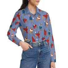 Load image into Gallery viewer, Greyhounds in Festive Winter Wear Women's Shirt-Apparel-Apparel,Dog Mom Gifts,Greyhound,Shirt-33