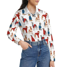 Load image into Gallery viewer, Greyhounds in Festive Winter Wear Women's Shirt-Apparel-Apparel,Dog Mom Gifts,Greyhound,Shirt-35