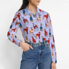 Load image into Gallery viewer, Greyhounds in Festive Winter Wear Women's Shirt-Apparel-Apparel,Dog Mom Gifts,Greyhound,Shirt-5