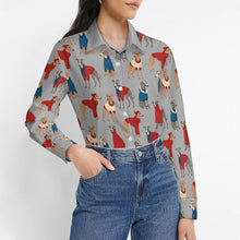 Load image into Gallery viewer, Greyhounds in Festive Winter Wear Women's Shirt-Apparel-Apparel,Dog Mom Gifts,Greyhound,Shirt-6