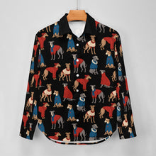 Load image into Gallery viewer, Greyhounds in Festive Winter Wear Women's Shirt-Apparel-Apparel,Dog Mom Gifts,Greyhound,Shirt-8