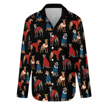 Load image into Gallery viewer, Greyhounds in Festive Winter Wear Women's Shirt-Apparel-Apparel,Dog Mom Gifts,Greyhound,Shirt-9