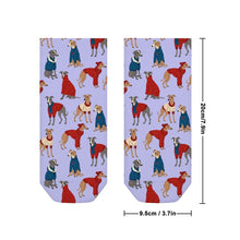 Load image into Gallery viewer, Greyhounds Socks - Ankle Length - Greyhounds in Festive Winter Wear-Accessories-Accessories,Dog Dad Gifts,Greyhound,Socks-19