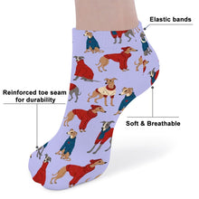 Load image into Gallery viewer, Greyhounds Socks - Ankle Length - Greyhounds in Festive Winter Wear-Accessories-Accessories,Dog Dad Gifts,Greyhound,Socks-20