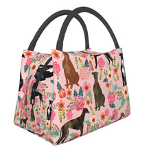 Load image into Gallery viewer, Image of a Greyhound / Whippet lunch bag in an adorable Greyhounds / Whippets in bloom design