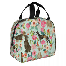 Load image into Gallery viewer, Image of an insulated green color Whippet lunch bag in bloom design