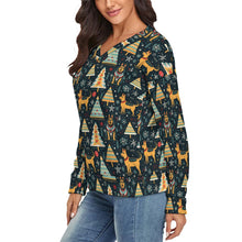 Load image into Gallery viewer, Groove Guardian German Shepherds Women&#39;s V-Neck Christmas Sweater-Apparel-Apparel,Christmas,Dog Mom Gifts,German Shepherd,Sweater,Sweatshirt-3