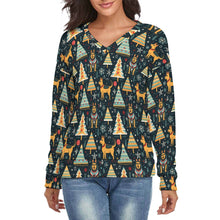 Load image into Gallery viewer, Groove Guardian German Shepherds Women&#39;s V-Neck Christmas Sweater-Apparel-Apparel,Christmas,Dog Mom Gifts,German Shepherd,Sweater,Sweatshirt-S-2