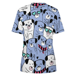 Grumble of Pugs All Over Print Women's Cotton T-Shirt-Apparel-Apparel, Pug, Shirt, T Shirt-12