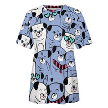 Load image into Gallery viewer, Grumble of Pugs All Over Print Women&#39;s Cotton T-Shirt-Apparel-Apparel, Pug, Shirt, T Shirt-16