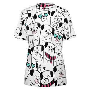 Grumble of Pugs All Over Print Women's Cotton T-Shirt-Apparel-Apparel, Pug, Shirt, T Shirt-4