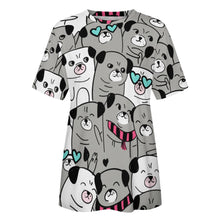 Load image into Gallery viewer, Grumble of Pugs All Over Print Women&#39;s Cotton T-Shirt-Apparel-Apparel, Pug, Shirt, T Shirt-5
