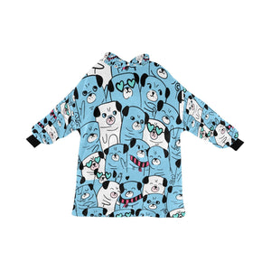 Grumble of Pugs Blanket Hoodie for Women-Apparel-Apparel, Blankets-SkyBlue-ONE SIZE-3