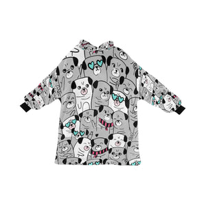 Grumble of Pugs Blanket Hoodie for Women-Apparel-Apparel, Blankets-Silver-ONE SIZE-9