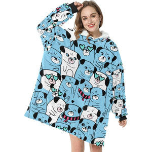 Grumble of Pugs Blanket Hoodie for Women-Apparel-Apparel, Blankets-6