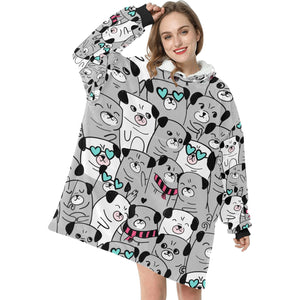 Grumble of Pugs Blanket Hoodie for Women-Apparel-Apparel, Blankets-7