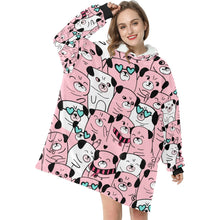 Load image into Gallery viewer, Grumble of Pugs Blanket Hoodie for Women - 4 Colors-Apparel-Apparel, Blankets, Pug-Pink-1