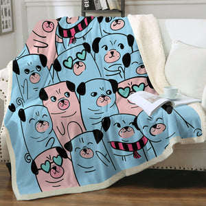 Grumble of Pugs Soft Warm Fleece Blanket - 4 Colors-Blanket-Blankets, Home Decor, Pug-Sky Blue-Small-3
