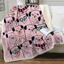 Load image into Gallery viewer, Grumble of Pugs Soft Warm Fleece Blanket - 4 Colors-Blanket-Blankets, Home Decor, Pug-Soft Pink-Small-4