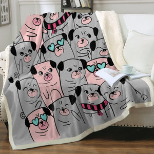 Grumble of Pugs Soft Warm Fleece Blanket - 4 Colors-Blanket-Blankets, Home Decor, Pug-Warm Gray-Small-1