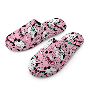 Grumble of Pugs Women's Cotton Mop Slippers-Footwear-Accessories, Dog Mom Gifts, Pug, Pug - Black, Slippers-11