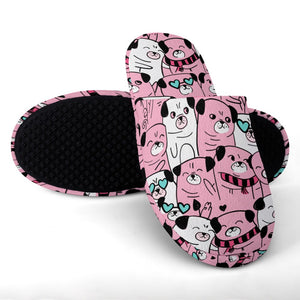 Grumble of Pugs Women's Cotton Mop Slippers-Footwear-Accessories, Dog Mom Gifts, Pug, Pug - Black, Slippers-13