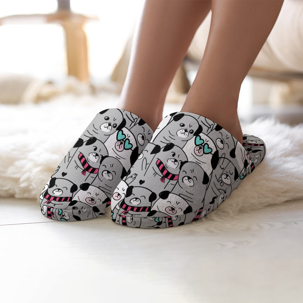 Grumble Of Pugs Womens Cotton Mop Slippers 20