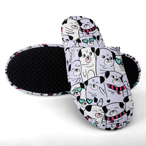 Grumble of Pugs Women's Cotton Mop Slippers-Footwear-Accessories, Dog Mom Gifts, Pug, Pug - Black, Slippers-2