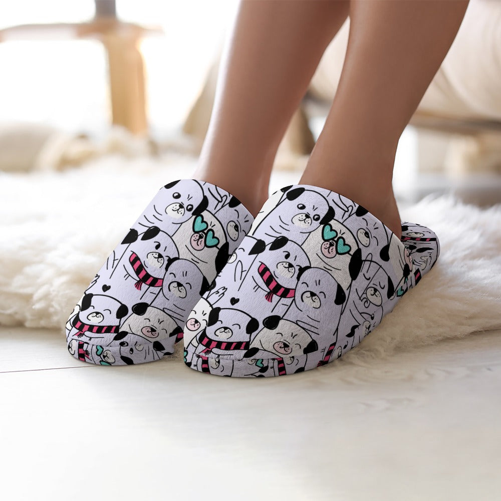Grumble Of Pugs Womens Cotton Mop Slippers 4