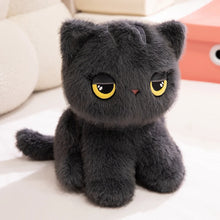 Load image into Gallery viewer, Grumpy Black Cat Plushie - Sitting Kawaii Design with Yellow Eyes-Grey Cat-60cm-1