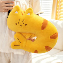 Load image into Gallery viewer, Grumpy Orange Tabby Cat Soft Toy - Whimsical Prawn Cat Plush Toy and Neck Pillow-10