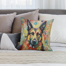 Load image into Gallery viewer, Guardian in Bloom German Shepherd Plush Pillow Case-Cushion Cover-Dog Dad Gifts, Dog Mom Gifts, German Shepherd, Home Decor, Pillows-2