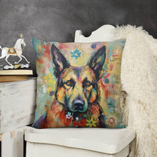 Load image into Gallery viewer, Guardian in Bloom German Shepherd Plush Pillow Case-Cushion Cover-Dog Dad Gifts, Dog Mom Gifts, German Shepherd, Home Decor, Pillows-3